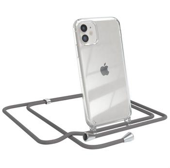 Eazy Case Handykette kompatibel mit iPhone 11 Handyhülle mit Umhängeband, Handykordel mit Schutzhülle, Silikonhülle, Hülle mit Band, Stylische Kette mit Hülle für Smartphone, Anthrazit