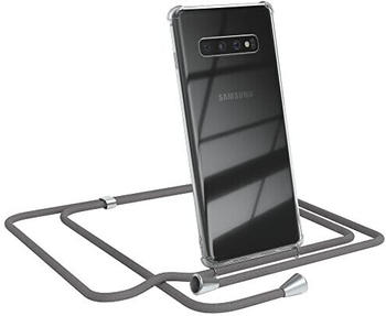 Eazy Case Handykette kompatibel mit Samsung Galaxy S10 Plus Handyhülle mit Umhängeband, Handykordel mit Schutzhülle, Silikonhülle, Hülle mit Band, Stylische Kette mit Hülle für Smartphone, Anthrazit