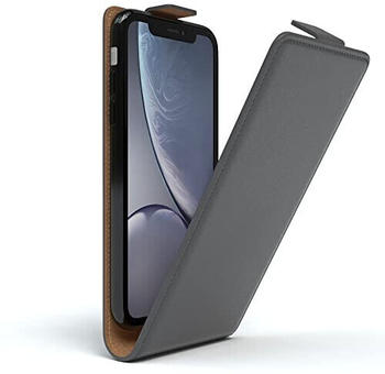 Eazy Case Hülle kompatibel mit iPhone XR Flip Cover zum Aufklappen, Handyhülle aufklappbar, Schutzhülle, Flipcover, Flipcase, Flipstyle Case vertikal klappbar, aus Kunstleder, Anthrazit
