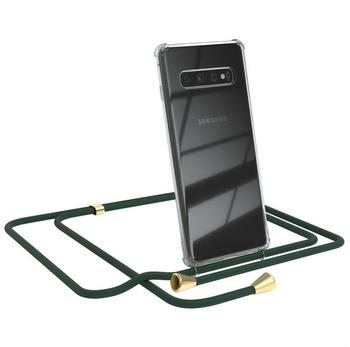 Eazy Case Handykette kompatibel mit Samsung Galaxy S10 Handyhülle mit Umhängeband, Handykordel mit Schutzhülle, Silikonhülle, Hülle mit Band, Stylische Kette mit Hülle für Smartphone, Grün