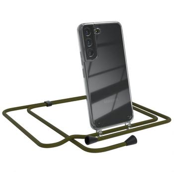 Eazy Case Handykette kompatibel mit Samsung Galaxy S22 5G Handyhülle mit Umhängeband, Handykordel mit Schutzhülle, Silikonhülle, Hülle, Stylische Kette für Smartphone, Grün - Clips Schwarz