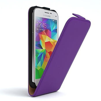 Eazy Case Hülle kompatibel mit Samsung Galaxy S5 Mini Hülle Flip Cover zum Aufklappen, Handyhülle aufklappbar, Schutzhülle, Flipcover, Flipcase, Flipstyle Case vertikal klappbar, aus Kunstleder, Lila