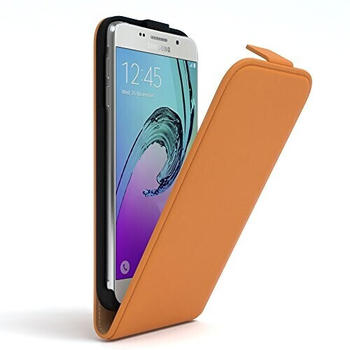 Eazy Case Hülle kompatibel mit Samsung Galaxy A5 (2016) Hülle Flip Cover zum Aufklappen, Handyhülle aufklappbar, Schutzhülle, Flipcover, Flipcase, Flipstyle Case vertikal klappbar, Kunstleder, Orange