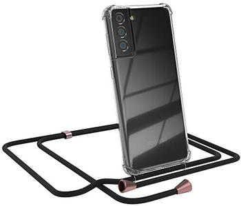 Eazy Case Handykette kompatibel mit Samsung Galaxy S21 Plus 5G Handyhülle mit Umhängeband, Handykordel mit Schutzhülle, Silikonhülle, Hülle mit Band, Stylische Kette für Smartphone, Clips in Rosé