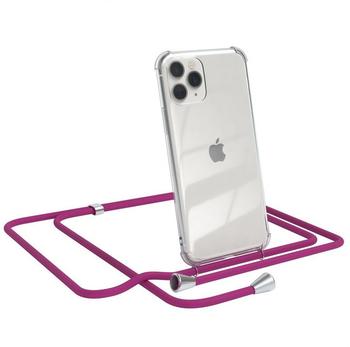 Eazy Case Handykette kompatibel mit iPhone 11 Pro Handyhülle mit Umhängeband, Handykordel mit Schutzhülle, Silikonhülle, Hülle mit Band, Stylische Kette mit Hülle für Smartphone, Pink
