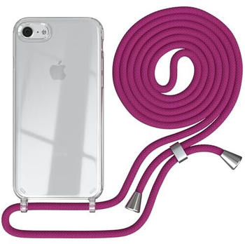 Eazy Case Handykette kompatibel mit iPhone SE (2022/2020) / iPhone 8/7 Handyhülle mit Umhängeband, Handykordel mit Schutzhülle, Silikonhülle, Hülle mit Band, Stylische Kette für Smartphone, Pink