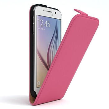 Eazy Case Hülle kompatibel mit Samsung Galaxy S6 Hülle Flip Cover zum Aufklappen, Handyhülle aufklappbar, Schutzhülle, Flipcover, Flipcase, Flipstyle Case vertikal klappbar, aus Kunstleder, Pink