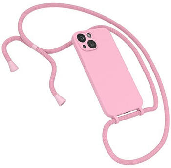 Eazy Case Premium Silikon Handykette kompatibel mit iPhone 13 Mini Handyhülle mit Umhängeband, Handykordel mit Schutzhülle, Silikonhülle, Hülle mit Band, Kette für Smartphone, Pink