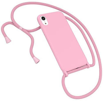 Eazy Case Premium Silikon Handykette kompatibel mit iPhone XR Handyhülle mit Umhängeband, Handykordel mit Schutzhülle, Silikonhülle, Hülle mit Band, Kette für Smartphone, Pink