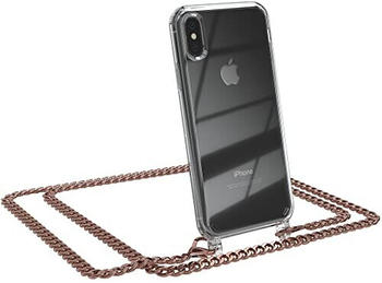 Eazy Case Handykette kompatibel mit iPhone X/XS Handyhülle mit Metal Umhängeband und Ersatz Kordel schwarz, Handykordel mit Schutzhülle, Stylische Kette, Metal - Rose