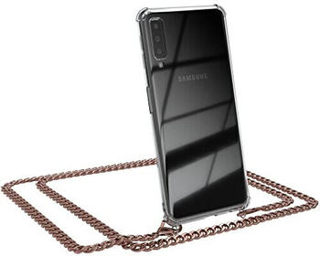 Eazy Case Handykette kompatibel mit Samsung Galaxy A7 (2018) Handyhülle mit Metal Umhängeband und Ersatz Kordel schwarz, Handykordel mit Schutzhülle, Stylische Kette, Metal - Rose