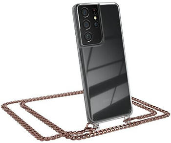 Eazy Case Handykette kompatibel mit Samsung Galaxy S21 Ultra 5G Handyhülle mit Metal Umhängeband und Ersatz Kordel schwarz, Handykordel mit Schutzhülle, Stylische Kette, Metal - Rose
