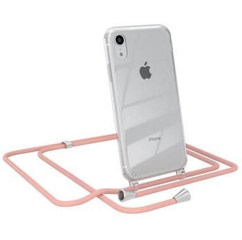 Eazy Case Smartphone Necklace - kompatibel mit iPhone XR, Tasche Kette Schultertasche Crossbody Bag, Handyhülle zum Umhängeband Kordel in komplett Alt Rosa mit Endstücken in Silber