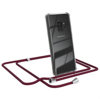 Eazy Case Handykette kompatibel mit Samsung Galaxy S9 Handyhülle mit Umhängeband, Handykordel mit Schutzhülle, Silikonhülle, Hülle mit Band, Stylische Kette mit Hülle für Smartphone, Burgunder Rot