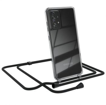 Eazy Case Handykette kompatibel mit Samsung Galaxy A52 / A52 (5G) / A52s (5G) Handyhülle mit Umhängeband, Handykordel mit Schutzhülle, Silikonhülle, Hülle, Stylische Kette, Schwarz - Clips Schwarz