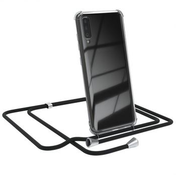 Eazy Case Handykette kompatibel mit Samsung Galaxy A70 Handyhülle mit Umhängeband, Handykordel mit Schutzhülle, Silikonhülle, Hülle mit Band, Stylische Kette mit Hülle für Smartphone, Schwarz