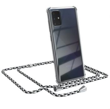 Eazy Case Handykette kompatibel mit Samsung Galaxy A71 Handyhülle mit Umhängeband, Handykordel mit Schutzhülle, Silikonhülle, Hülle mit Band, Stylische Kette für Smartphone, Schwarz Camouflage