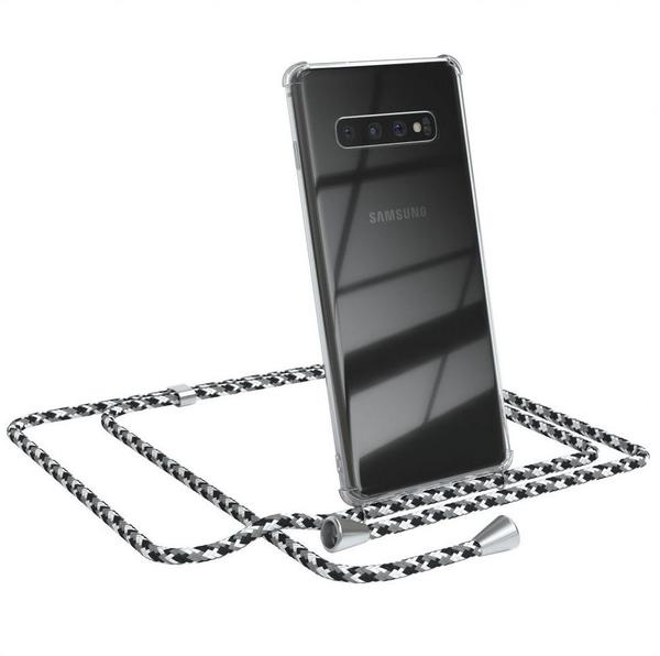 Eazy Case Handykette kompatibel mit Samsung Galaxy S10 Plus Handyhülle mit Umhängeband, Handykordel mit Schutzhülle, Silikonhülle, Hülle mit Band, Stylische Kette für Smartphone, Schwarz Camouflage