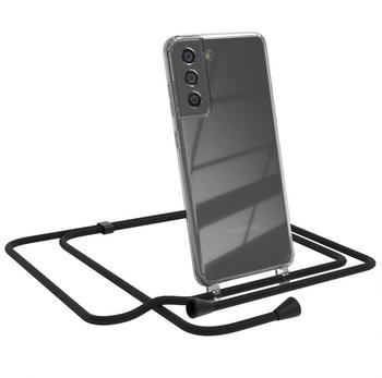 Eazy Case Handykette kompatibel mit Samsung Galaxy S21 FE 5G Handyhülle mit Umhängeband, Handykordel mit Schutzhülle, Silikonhülle, Hülle, Stylische Kette für Smartphone, Schwarz - Clips Schwarz