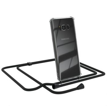 Eazy Case Handykette kompatibel mit Samsung Galaxy S8 Handyhülle mit Umhängeband, Handykordel mit Schutzhülle, Silikonhülle, Hülle, Stylische Kette, Schwarz - Clips Schwarz