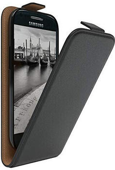 Eazy Case Hülle kompatibel mit Samsung Galaxy S3 Mini Hülle Flip Cover zum Aufklappen, Handyhülle aufklappbar, Schutzhülle, Flipcover, Flipcase, Flipstyle Case vertikal klappbar, Kunstleder, Schwarz