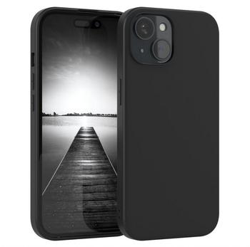 Eazy Case Silikon Handyhülle kompatibel mit iPhone 15, zweilagiges Slimcover mit Kameraschutz und Innenfutter, Silikonhülle, Schutzhülle, Bumper, Case, Hülle, Softcase, Schwarz