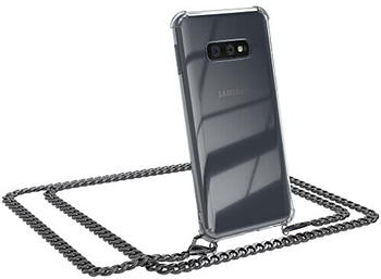 Eazy Case Handykette kompatibel mit Samsung Galaxy S10e Handyhülle mit Metal Umhängeband und Ersatz Kordel schwarz, Handykordel mit Schutzhülle, Stylische Kette, Metal - Anthrazit