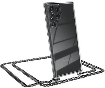 Eazy Case Handykette kompatibel mit Samsung Galaxy S22 Ultra 5G Handyhülle mit Metal Umhängeband und Ersatz Kordel schwarz, Handykordel mit Schutzhülle, Stylische Kette, Metal - Anthrazit