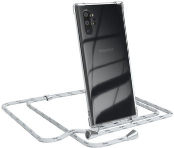 Eazy Case Handykette kompatibel mit Samsung Galaxy Note 10 Plus Handyhülle mit Umhängeband, Handykordel mit Schutzhülle, Silikonhülle, Hülle mit Band, Stylische Kette mit Hülle, Weiß/Silber