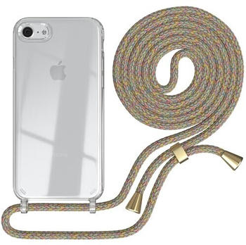 Eazy Case Handykette kompatibel mit iPhone SE (2022/2020) / iPhone 8/7 Handyhülle mit Umhängeband, Handykordel mit Schutzhülle, Silikonhülle, Hülle mit Band, Stylische Kette für Smartphone, Rainbow
