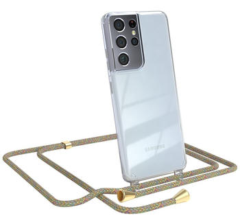 Eazy Case Handykette kompatibel mit Samsung Galaxy S21 Ultra 5G Handyhülle mit Umhängeband, Handykordel mit Schutzhülle, Silikonhülle, Hülle, Stylische Kette mit Hülle für Smartphone, Rainbow