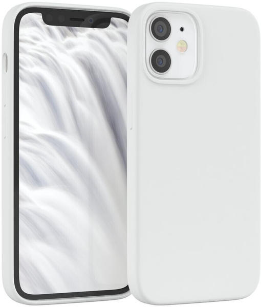 Eazy Case Premium Silikon Handyhülle kompatibel mit iPhone 12 Mini, Slimcover mit Kameraschutz und Innenfutter, Silikonhülle, Schutzhülle, Bumper, Handy Case, Hülle, Softcase, Weiß