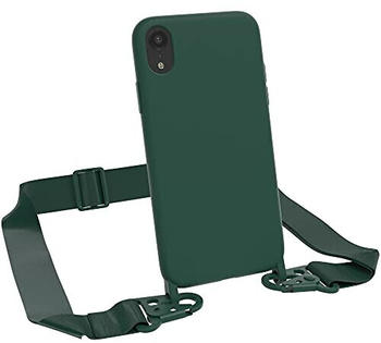Eazy Case Premium Silikon 2 in 1 Handykette kompatibel mit iPhone XR Handyhülle mit Umhängeband, Handykordel mit Silikonhülle, Hülle mit Band, Kette für Smartphone, Piniengrün, Grün
