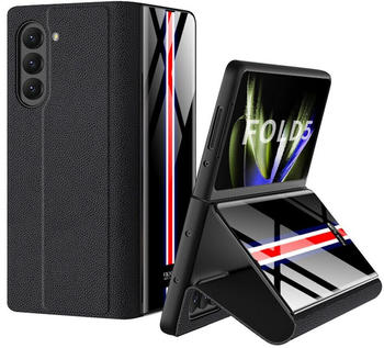 Wigento 97667 Für Samsung Galaxy Z Fold5 5G Schutzhülle Kunstleder + Kartenhalter