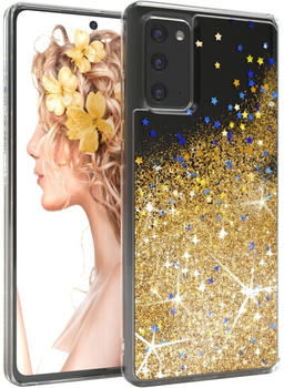 Eazy Case Hülle kompatibel mit Samsung Galaxy Note 20 / Note 20 5G Schutzhülle mit Flüssig-Glitzer, Handyhülle, Schutzhülle, Back Cover mit Glitter, TPU/Silikon, Transparent/Durchsichtig, Gold