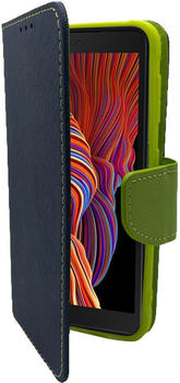 Cofi Buch Tasche Fancy für SAMSUNG GALAXY XCOVER 5 Handy Hülle Etui Schutzhülle mit Standfunktion, Kartenfach Blau-Grün
