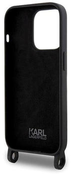 Karl Lagerfeld Liquid Silicone Crossbody Ikonik Back Cover für iPhone 15 Pro Max Schwarz