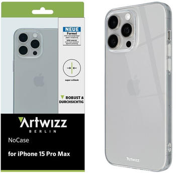 Artwizz NoCase für iPhone 15 Pro Max - Ultra Dünne, Elastische TPU Schutzhülle - Transparent