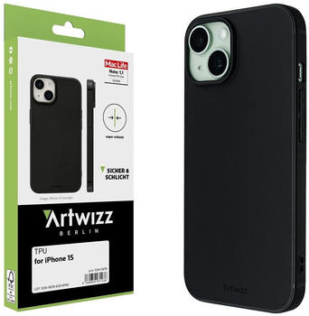 Artwizz TPU Case für iPhone 15 - Robuste Elastische Hülle mit matter Rückseite - Schwarz