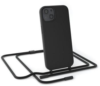 Eazy Case Handykette Silikon Premium kompatibel mit iPhone 13 Handyhülle mit Umhängeband, Handykordel mit Schutzhülle, Silikonhülle, Hülle mit Band, Kette für Smartphone, Schwarz