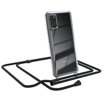 Eazy Case Kette Clips Schwarz für Samsung Galaxy A41 6,1 Zoll, Slimcover mit Umhängeband Case Handytasche Clear Backcover Schwarz