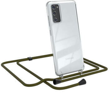 Eazy Case Handykette kompatibel mit Samsung Galaxy S20 FE / S20 FE 5G Handyhülle mit Umhängeband, Handykordel mit Schutzhülle, Silikonhülle, Hülle mit Band, Kette mit Hülle, Grün - Clips Schwarz