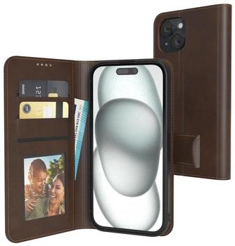 Eazy Case Klapphülle - kompatibel mit iPhone 15 Hülle klappbar aus Premium Kunstleder Handyhülle für iPhone 15 Hülle Silikon Flip Cover mit Credit Card Slots in Braun