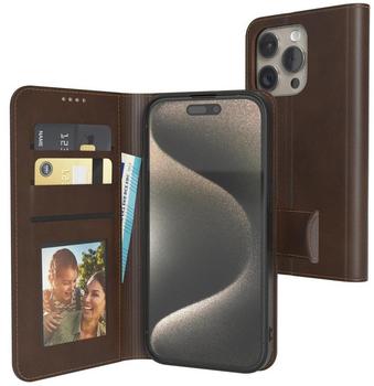 Eazy Case Klapphülle - kompatibel mit iPhone 15 Pro Hülle klappbar aus Premium Kunstleder Handyhülle für iPhone 15 Pro Hülle Silikon Flip Cover mit Credit Card Slots in Braun