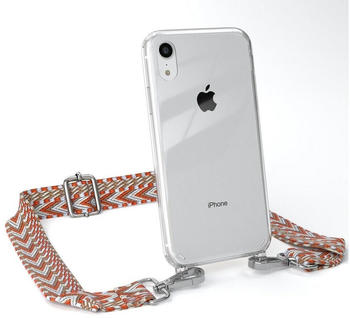 Eazy Case Boho Umhängeband für Apple iPhone XR 6,1 Zoll, Backcover Handyhülle zum Umhängen Ersatzkordel Handy Tasche Hellblau, Hellblau / Rot
