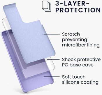 kwmobile Hülle kompatibel mit Samsung Galaxy S21 Ultra Hülle - Silikon Handy Case - Handyhülle weiche Oberfläche - kabelloses Laden - Lavendel