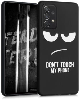 kwmobile Hülle kompatibel mit Samsung Galaxy A72 - Handyhülle Silikon Case - Don't touch my Phone Weiß Schwarz