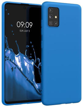 kwmobile Hülle kompatibel mit Samsung Galaxy A51 Hülle - weiches TPU Silikon Case - Cover geeignet für kabelloses Laden - Strahlend Blau