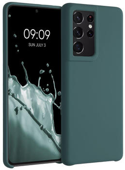 kwmobile Hülle kompatibel mit Samsung Galaxy S21 Ultra Hülle - Silikon Handy Case - Handyhülle weiche Oberfläche - kabelloses Laden - Blaugrün