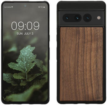 kwmobile Hülle kompatibel mit Google Pixel 7 Pro Hülle - Holz Case - stoßfestes Handy Cover - TPU Handyhülle in Dunkelbraun